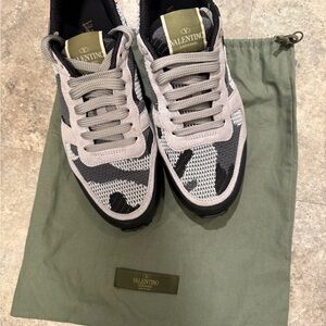 Valentino Garavani Gray and Black Patterned Sneakers